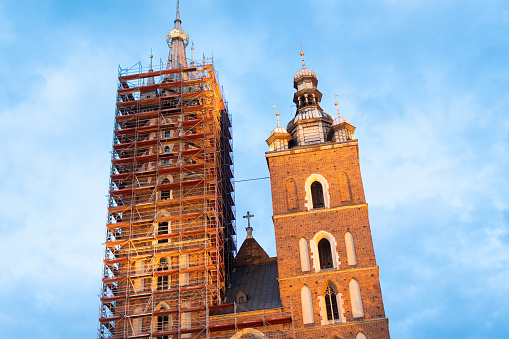 St. Mary's church in Cracov, Renovation. Cracov in Poland.