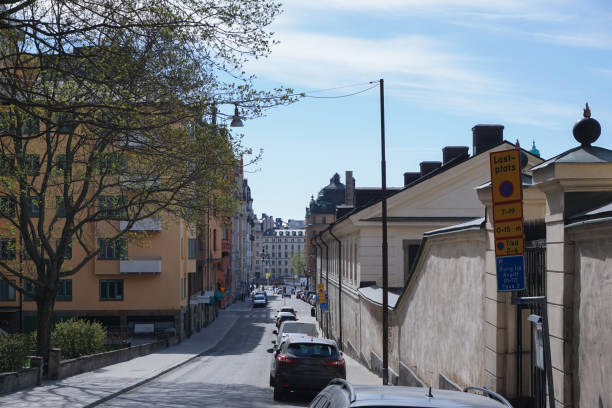 View of a city street during spring