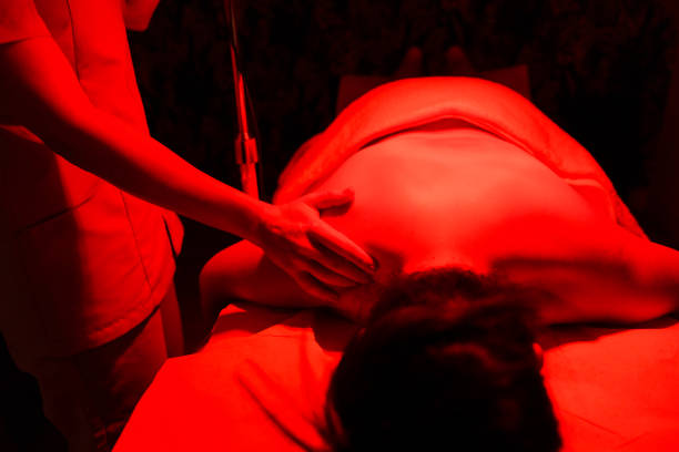 Close-up of skin with red marks after cupping therapy, showing the effects of traditional medicine
