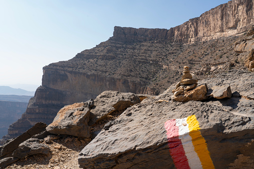 Path marking at the edge of Oman - Grand Canyon/Wadi Nakha.