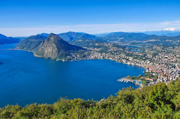 istock Lake Lugano and town Lugano 2148628144
