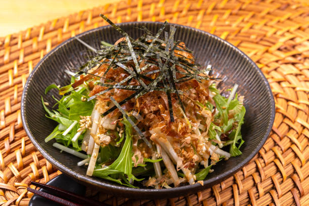 Japanese-style mizuna and radish salad