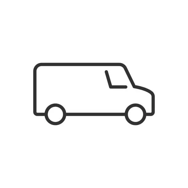 Vector illustration of Van, linear icon. Line with editable stroke