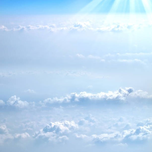 istock Aerial view of empty sky and shinning sun background 2148633562