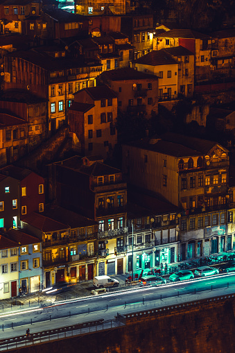 The beautiful old town of Porto at night