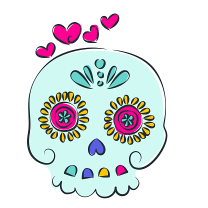 Cute Day Of The Dead Skull On A Transparent Background