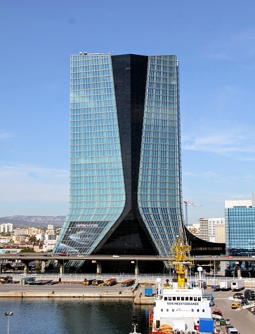 July 7, 2023 Marseille (France). The CMA CGM Tower is a 147-metre (482 ft) tall skyscraper in Euroméditerranée, the central business district of Marseille, France. Designed by Zaha Hadid, it is the headquarters for CMA CGM
