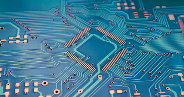 istock blue printed circuit. layout of tracks. 2148638499