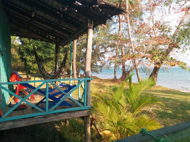 istock Hammock and hut overlooking the ocean in Cambodia 2148641452
