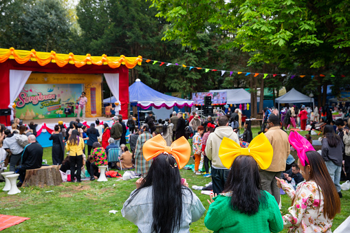 The UK's largest Thai New Year celebration takes place at the Buddhapadipa Temple, where everyone welcomes the New Year with Thai street food and joyful dancing.