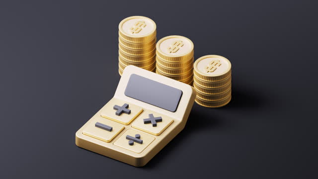 Calculator and investment with cartoon style, 3d rendering.