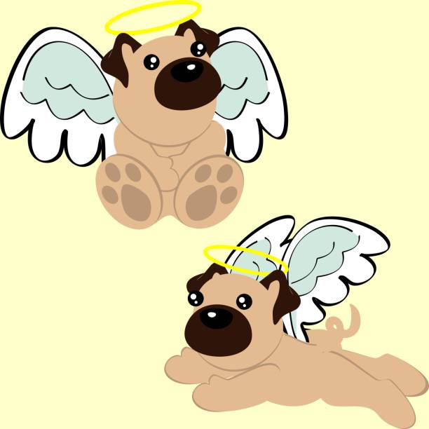 istock little angel pug dog cherub cartoon pack 2148645745