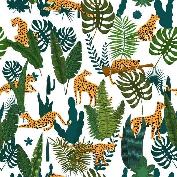 Vector illustration of Seamless pattern animals Leopard background