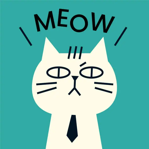 Vector illustration of Minimalist style cat painting, Anthropomorphic Cat Boss