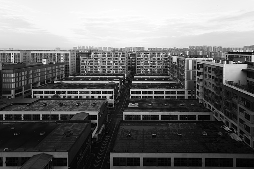 black and white city