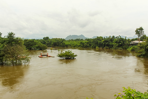 Mekong river on the rainy season in Thailand, Background image with copy space