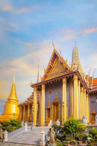 Bangkok, Thailand - September 23 2020: Wat Phra Kaew is a sacred temple and it's a part of the Thai grand palace, the Temple that houses an ancient Emerald Buddha