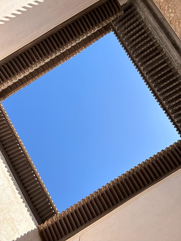 Blue skyview from a square vantage point provides inspiration.