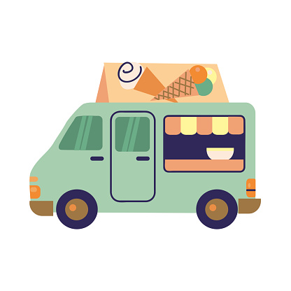 Ice cream truck icon clipart avatar logotype isolated vector illustration