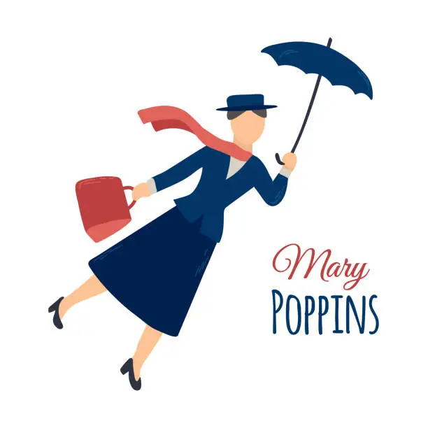 Vector illustration of Mary Poppins icon clipart avatar logotype isolated vector illustration