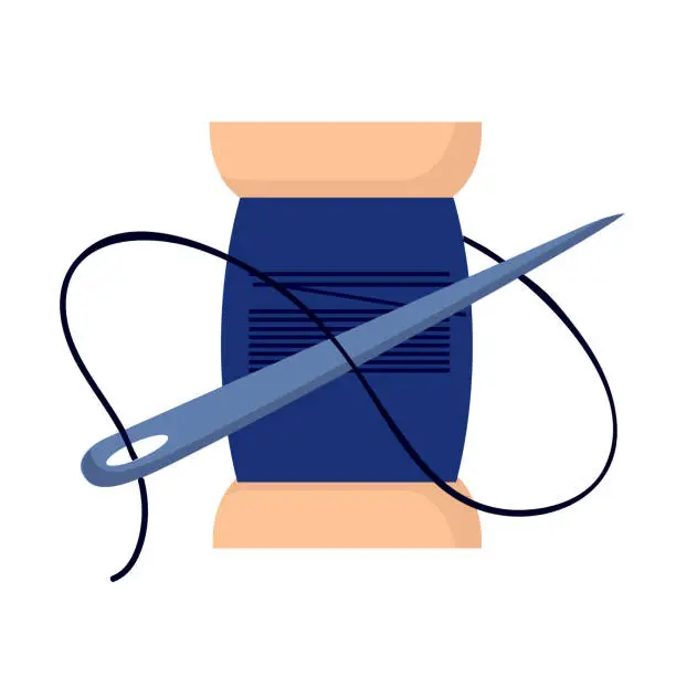Vector illustration of Needle and thread icon clipart avatar logotype isolated vector illustration