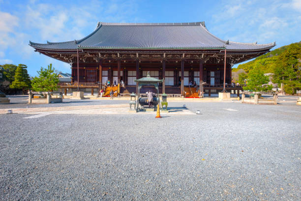 Kyoto, Japan - March 28 2023: Chion-in temple is the head temple of the Jodo sect of Japanese Buddhism, which has millions of followers and is one of the most popular Buddhist sects in Japan