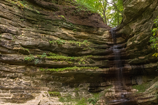 Starved Rock SP - St. Louis Canyon Trail - Rock Walls & Trickling Waterfall