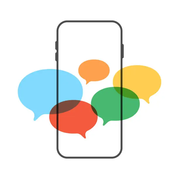 Vector illustration of Smart phone with speech bubbles