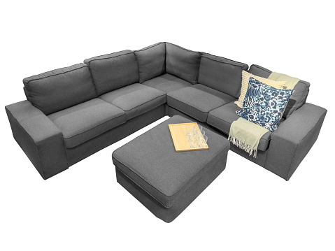 Modern sectional sofa on white background with clipping path