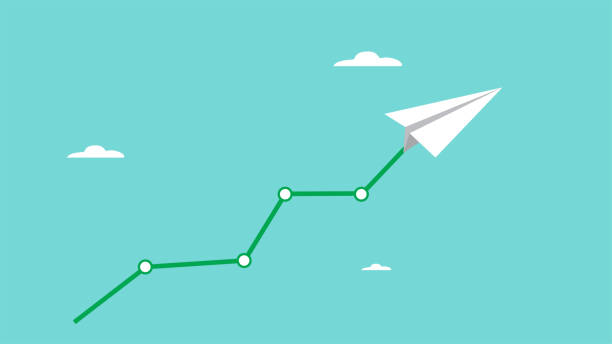 istock paper plane pulling line graph up rising into the clouds, Business earning growth, Stock market soaring, economic prosperity concept, investment sales growth 2148656375