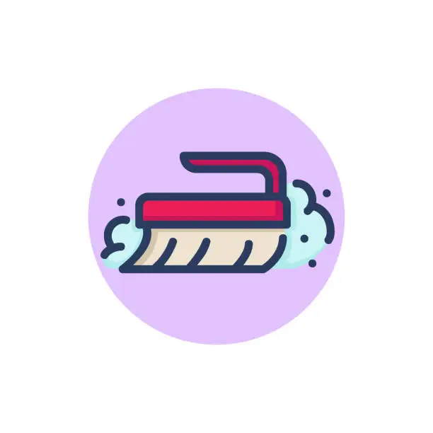 Vector illustration of Cleaning brush line icon