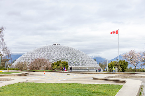 Vancouver, British Columbia, Canada. Apr 13, 2024. The Bloedel Floral Conservatory building, a conservatory and aviary located at the top of Queen Elizabeth Park in Vancouver, British Columbia.