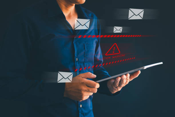 istock Mailbox alert, email and spam virus alert, Internet mail alert, security protection 2148658332
