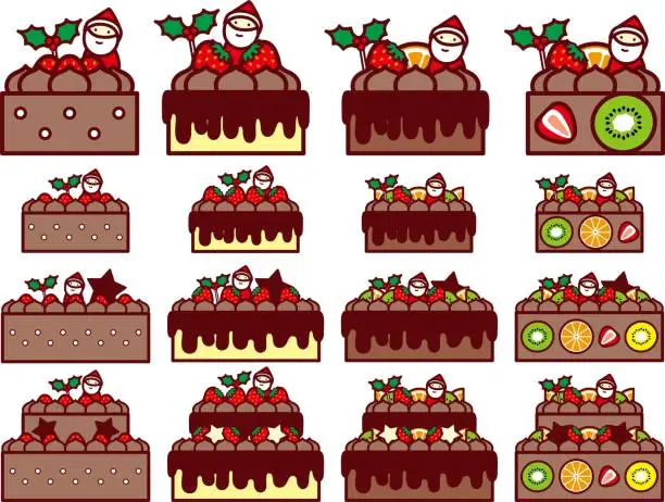 Vector illustration of Christmas cake set 2