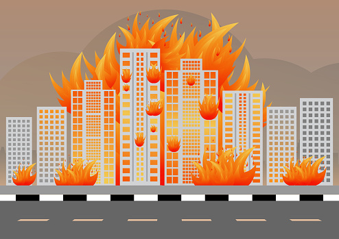 Exploding On Fire Building Building On Fire Burning Building Skyscrapers On Fire From War ...