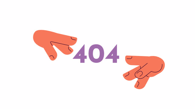 Hands reaching to touch 404 error animation