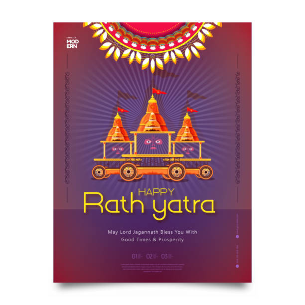 illustrations, cliparts, dessins animés et icônes de ratha yatra festival background design template - business traditional culture journey india