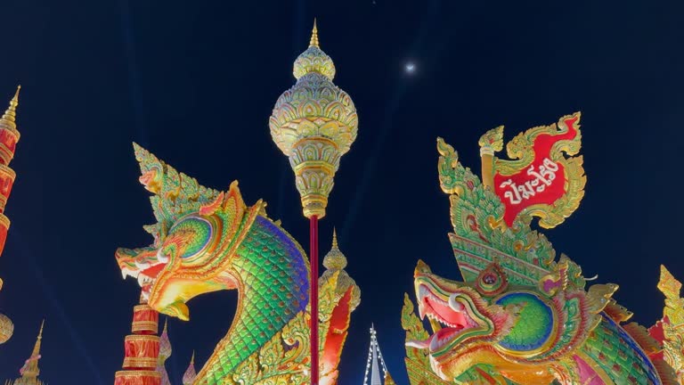 Bangkok Thailand, April 15, 2024: Green Naga model with the text 