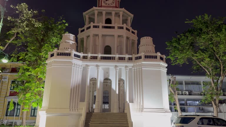 Bangkok Thailand, April 20, 2024: Renovated old clock tower near Wat Pho and the Grand Palace.