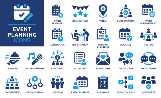 kuvapankkikuvitukset aiheesta tapahtumasuunnittelun kuvakejoukko, vektorikuva. - ilmoittautumislomake