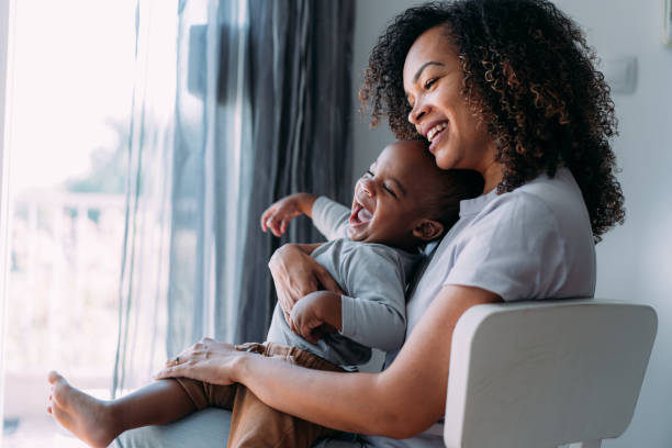 istock Mother and little son at home. 2148664341