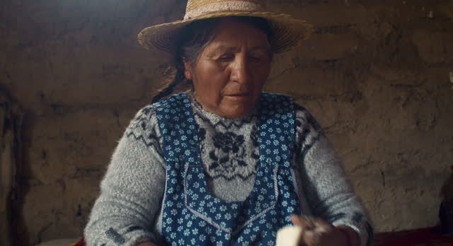 Elderly Woman Making Traditional Dough