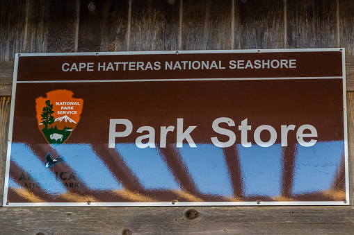 Cape Hatteras NS, NC, USA - Aug 13, 2022: A welcoming signboard at the entry point of the park