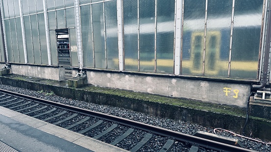 Rails at train station