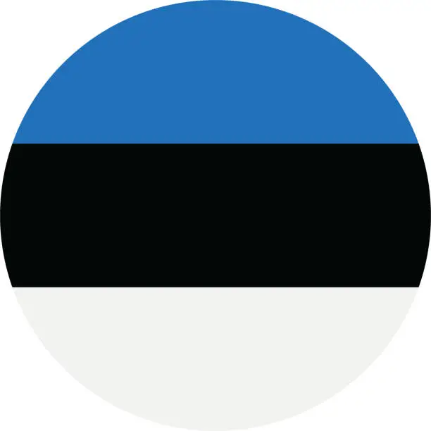 Vector illustration of Estonia flag. Button flag icon. Standard color. Circle icon flag. Computer illustration. Digital illustration. Vector illustration.