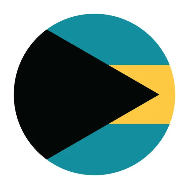 Vector illustration of Bahamas flag. Bahamas circle flag. Button flag icon. Standard color. Circle icon flag. Computer illustration. Digital illustration. Vector illustration.