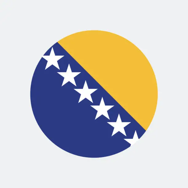 Vector illustration of Bosnia and Herzegovina flag. Button flag icon. Standard color. Circle icon flag. Computer illustration. Digital illustration. Vector illustration.