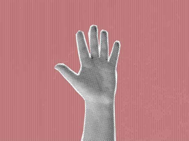 istock female hand on a pink background, halftone collage, trend design, magazine style, vector illustration 2148670800
