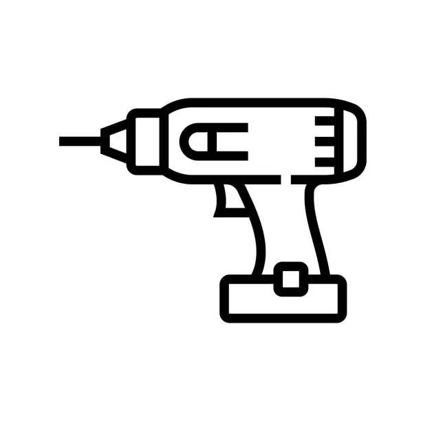 Vector illustration of Cordless drill line icon.