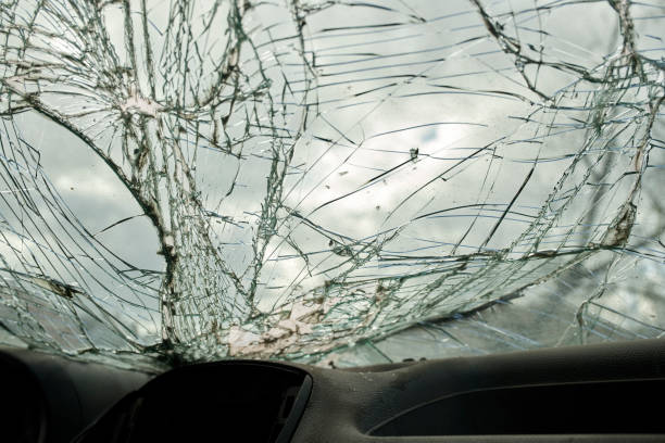 istock Broken glass texture, car windshield after traffic accident, shattered glass material background 2148671895